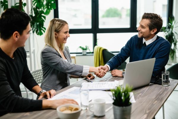 Business owners meeting with a professional