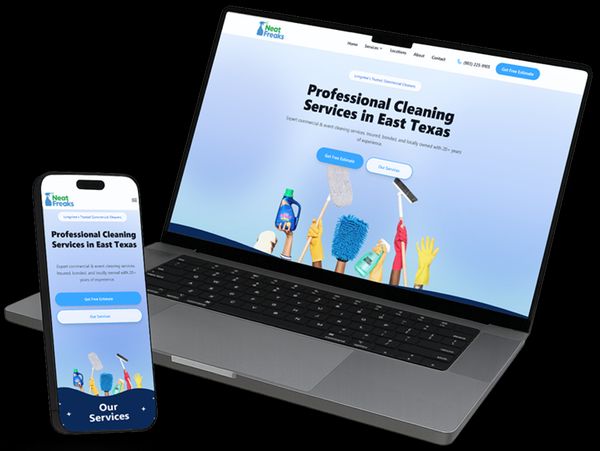 Preview of a custom cleaning service website built by Hello Web Designs