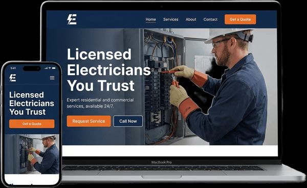 Preview of a custom electrician website built by Hello Web Designs