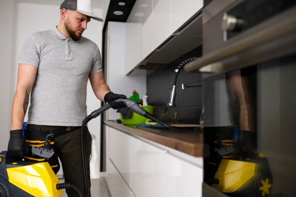 Professional cleaner working in a client's home