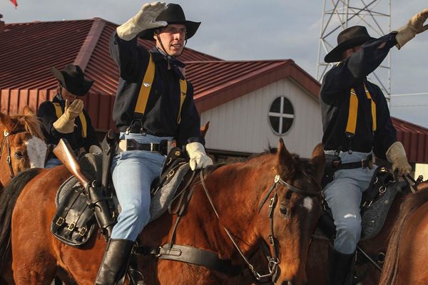 First Cavalry Division troopers riding in a parade in Killeen, Texas