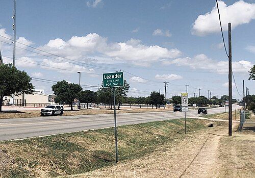 Leander Texas downtown and Hill Country landscape