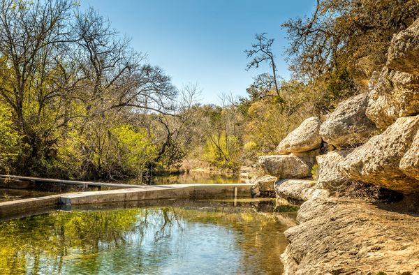 Clear spring-fed swimming hole in the Texas Hill Country