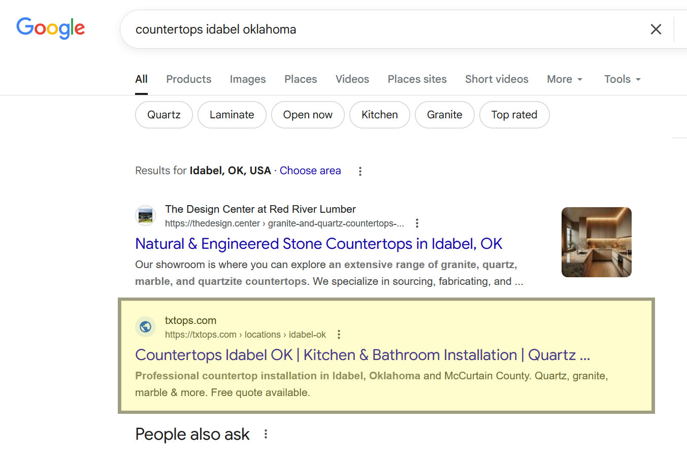 Ranking #2 for countertops idabel oklahoma