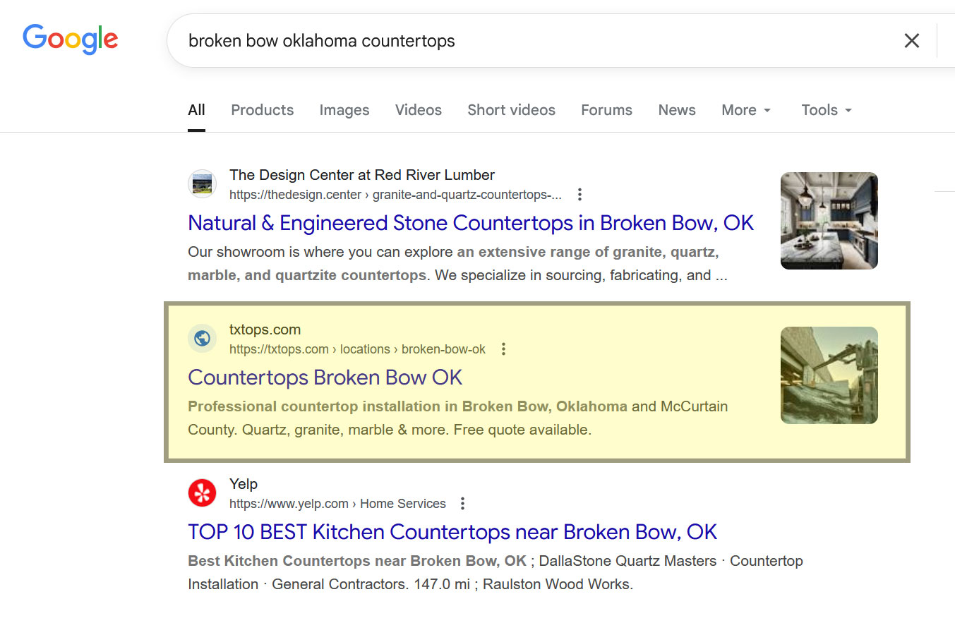 Ranking #2 for broken bow oklahoma countertops