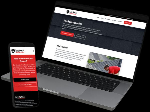 Preview of a custom roofing company website built by Hello Web Designs